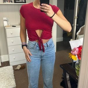 Urban outfitters deep red crop top
